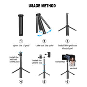 2-in-1 Remote Shutter Mini Tripod and Selfie Stick for Smartphones_6