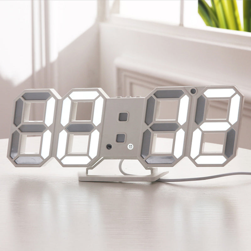 Digital Modern Plugged-in 3D LED Wall and Alarm Clock_2