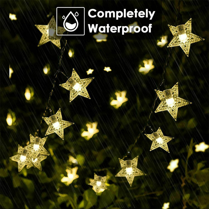 Solar-Powered LED 5-point Star String Lights Outdoor Decorative Lights_5