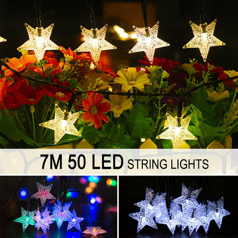 Solar-Powered LED 5-point Star String Lights Outdoor Decorative Lights_7