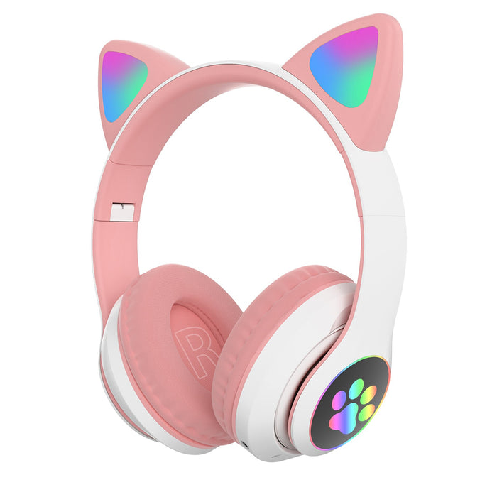 Foldable Flashing Light BT Wireless Cat Ear Headset with Mic_1