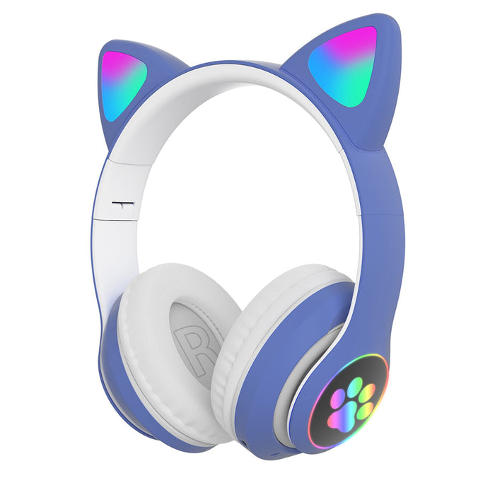 Foldable Flashing Light BT Wireless Cat Ear Headset with Mic_11