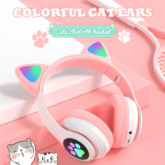 Foldable Flashing Light BT Wireless Cat Ear Headset with Mic_14