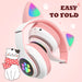 Foldable Flashing Light BT Wireless Cat Ear Headset with Mic_5