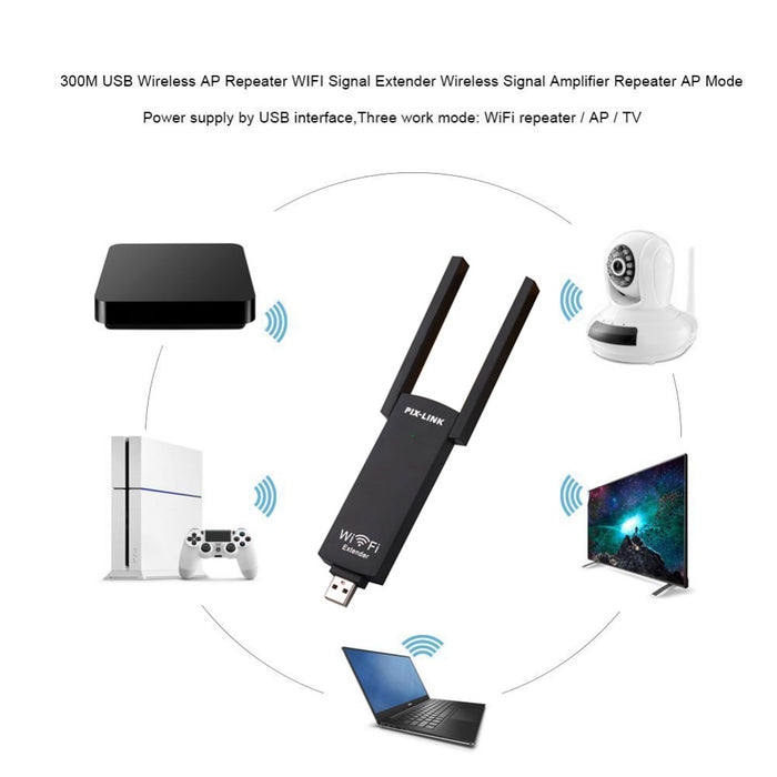 300mbps USB Wireless Wi-Fi Repeater Dual Antenna Signal Booster_2