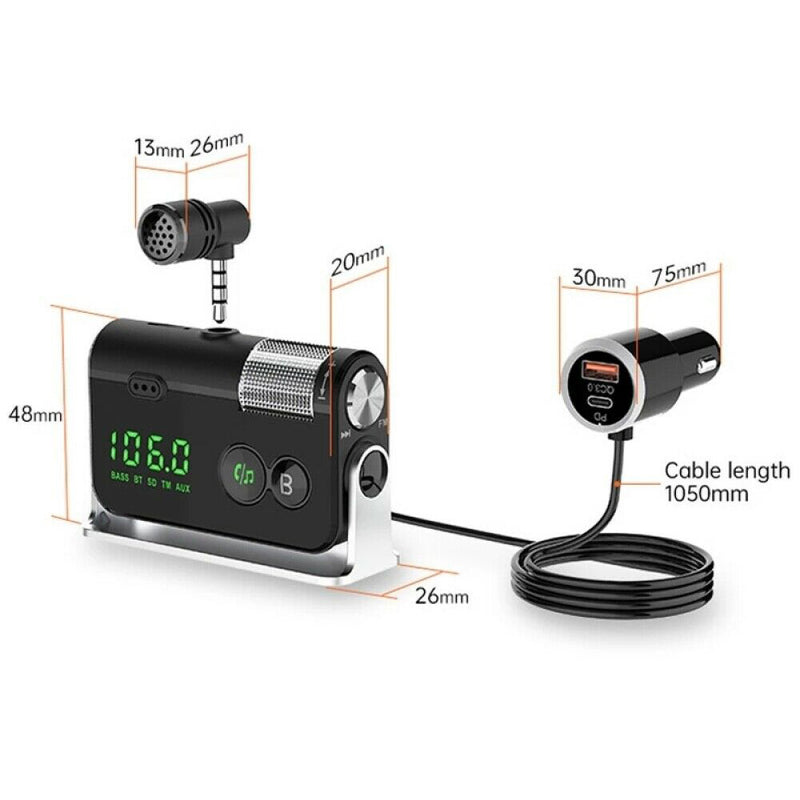 QC3.0 Car Charger Mp3 Player Handsfree FM Transmitter_3