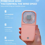3 Speed Foldable USB Rechargeable Handheld Fan_6