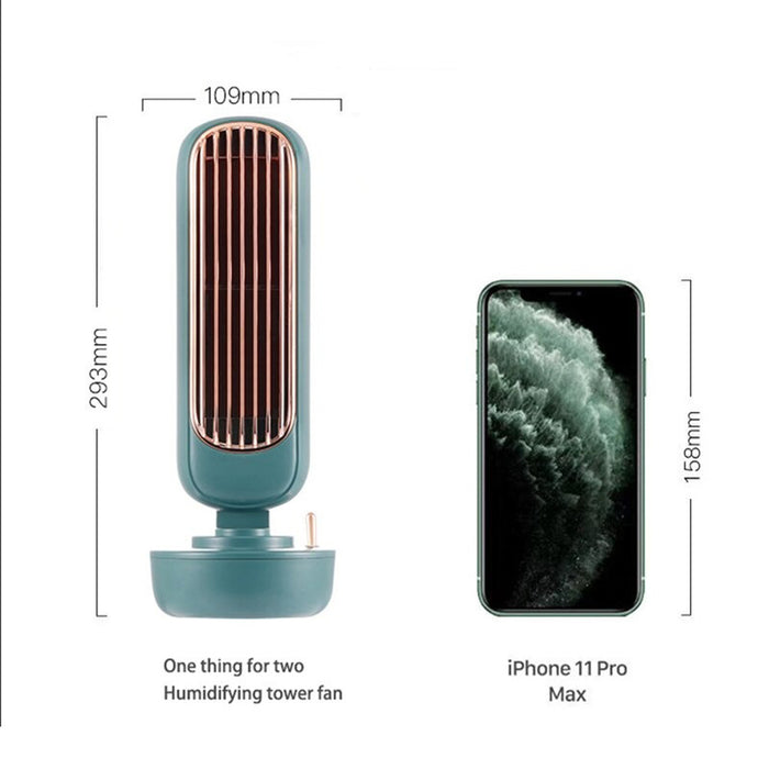 Retro Humidification Silent Wireless USB Rechargeable Tower Fan_7