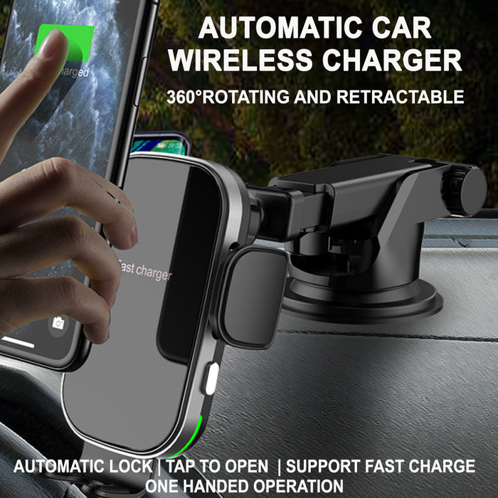 15W Fast Charging Wireless Car Phone Holder and QI Charger_7