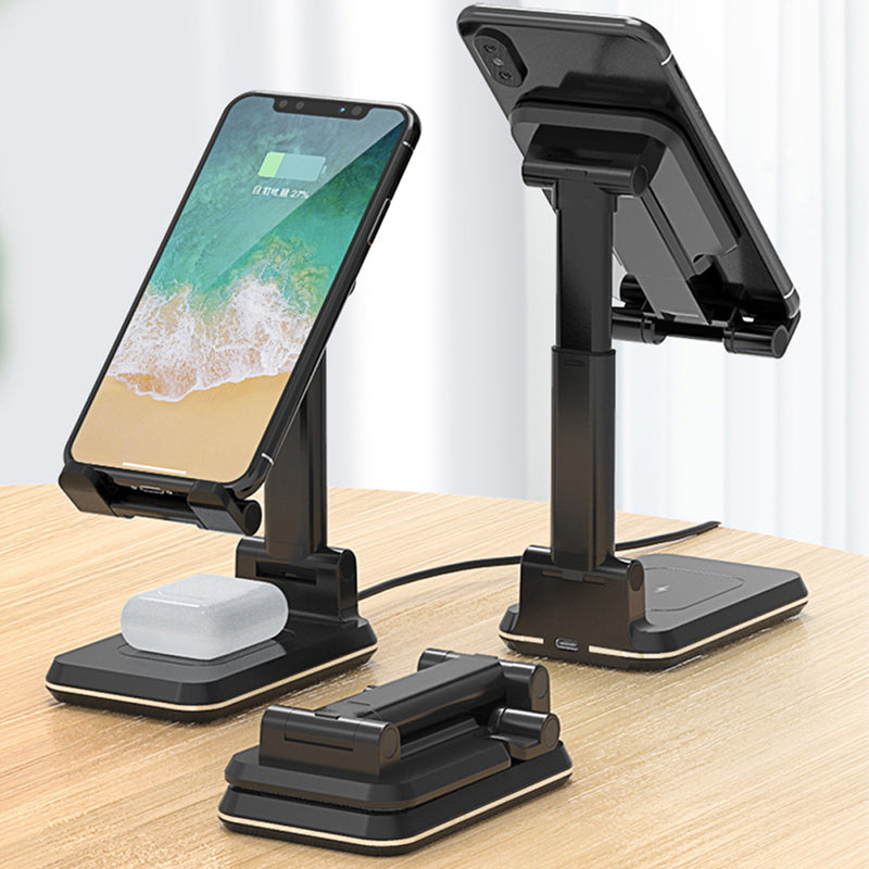 10W QI Wireless Charger Stand Telescopic Desktop Phone Bracket_0