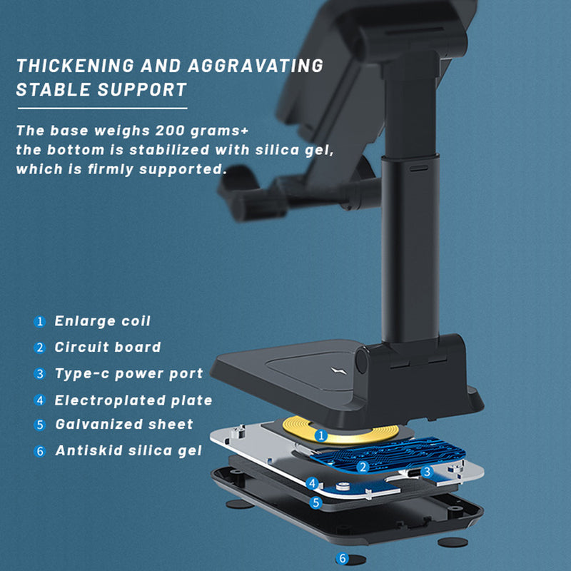 10W QI Wireless Charger Stand Telescopic Desktop Phone Bracket_14