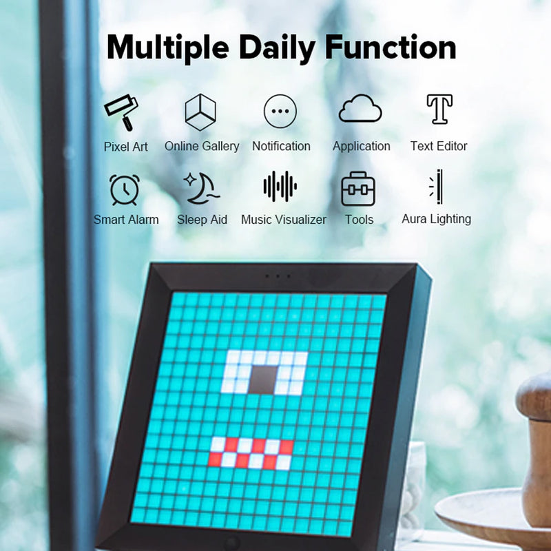 Pixel Bluetooth Photo Frame with Colorful LED Light Wall Clock_5