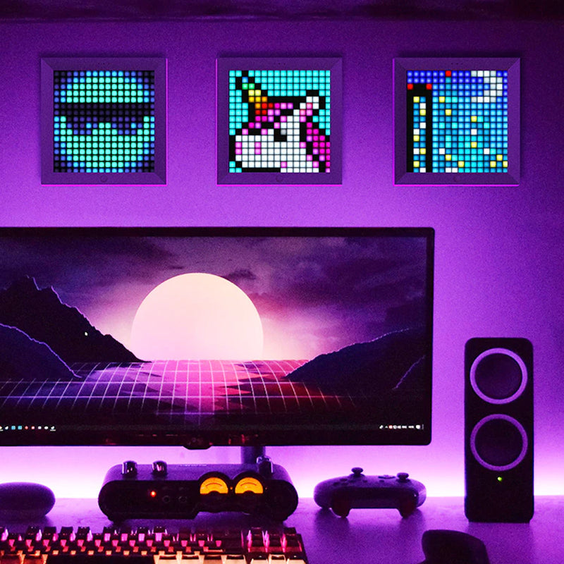 Pixel Bluetooth Photo Frame with Colorful LED Light Wall Clock_7
