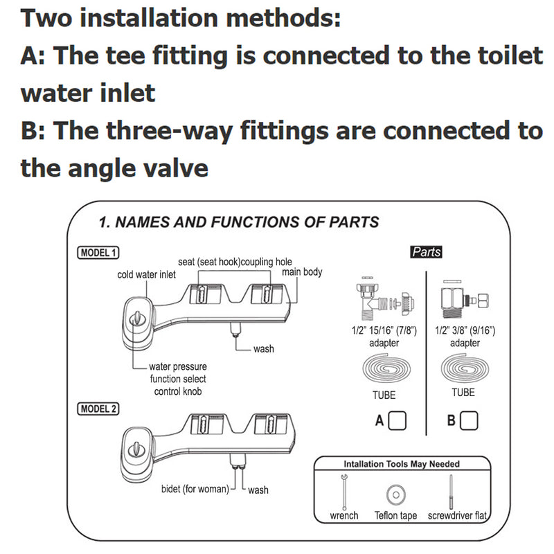 Three-Way Valve Non-Electric Fresh Water Luxury Toilet Bidet_10