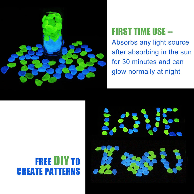 Solar Powered Glow in the Dark Garden Pebbles Garden Décor_3