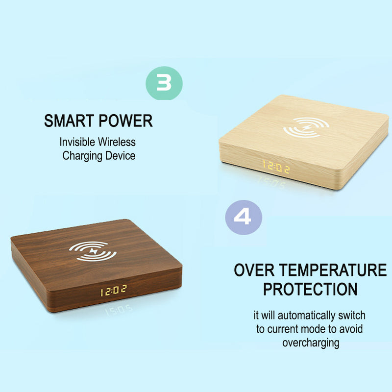 Portable Wireless Wooden Charging Pad and Digital Alarm Clock_2
