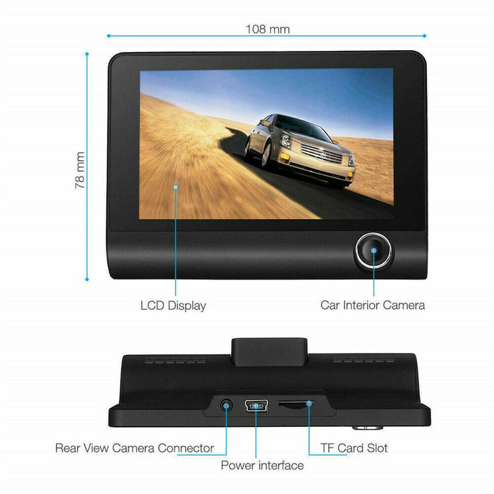 HD Front Rear & Interior Three Lens Car Dashboard Camera_8