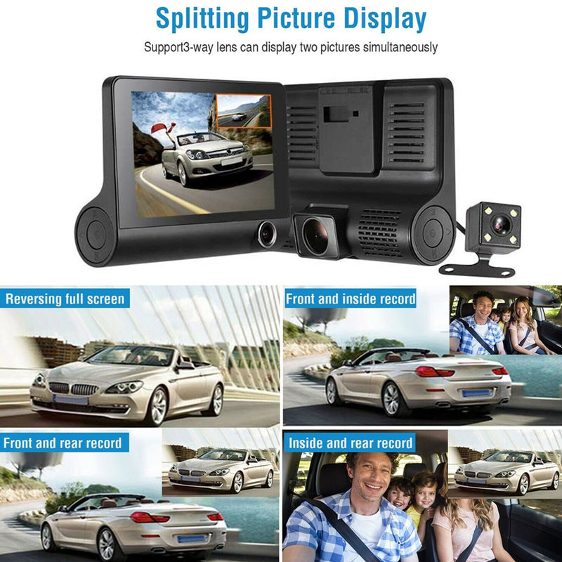 HD Front Rear & Interior Three Lens Car Dashboard Camera_15