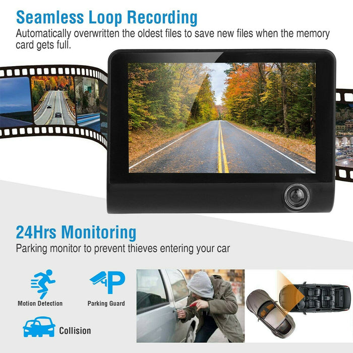 HD Front Rear & Interior Three Lens Car Dashboard Camera_5