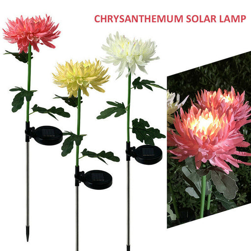 Waterproof Solar Powered Chrysanthemum Garden Stake Lights_1