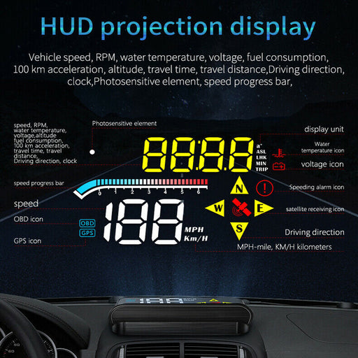 3.5 Inch Universal Car Auto HUD Dual System with Digital Screen_10