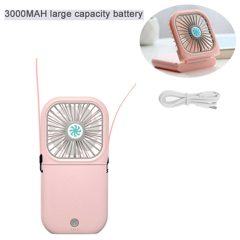Portable Folding USB Rechargeable Mini Hanging Neck Fan_1
