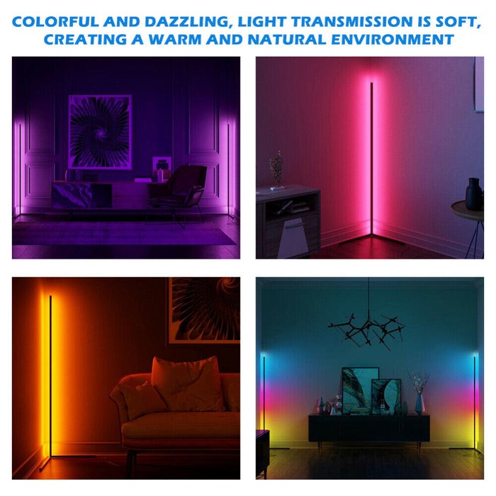Modern and Simple RGB LED Corner Rod Standing Floor Lamp_2
