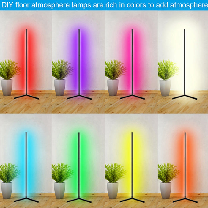 Modern and Simple RGB LED Corner Rod Standing Floor Lamp_7