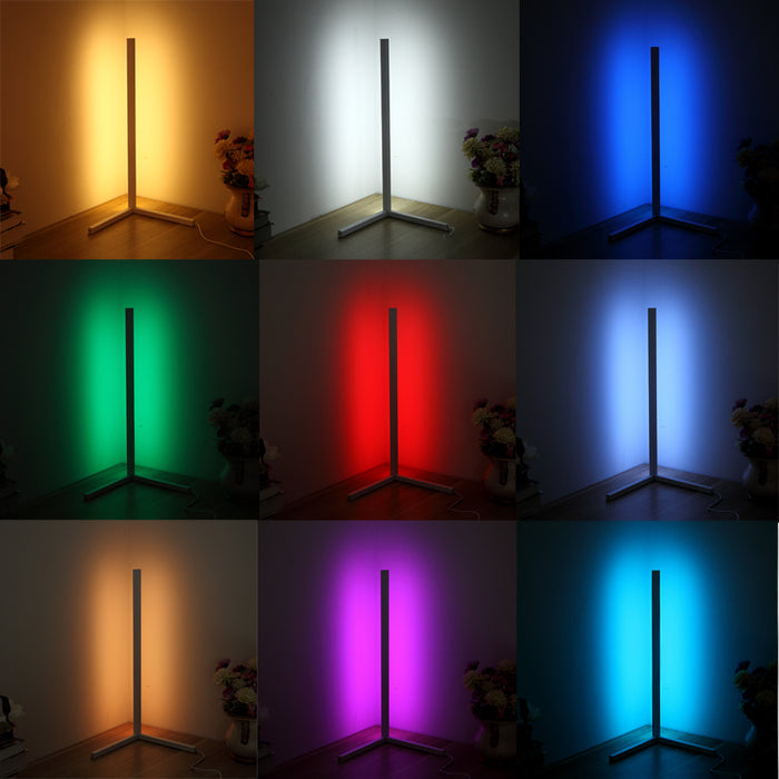 Modern and Simple RGB LED Corner Rod Standing Floor Lamp_23