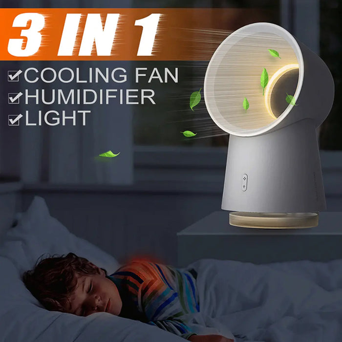3 in 1 Mini Cooling Fan Bladeless Desktop Mist Humidifier w/ LED Light_13