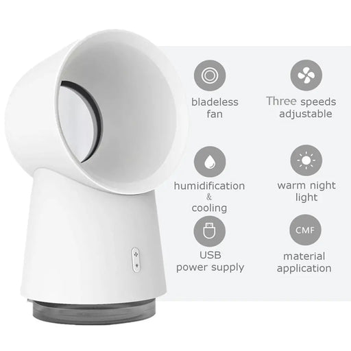 3 in 1 Mini Cooling Fan Bladeless Desktop Mist Humidifier w/ LED Light_15
