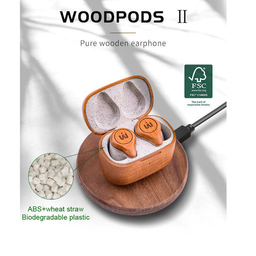 TWS Bluetooth Wooden Design Earphones with Charging Case_7