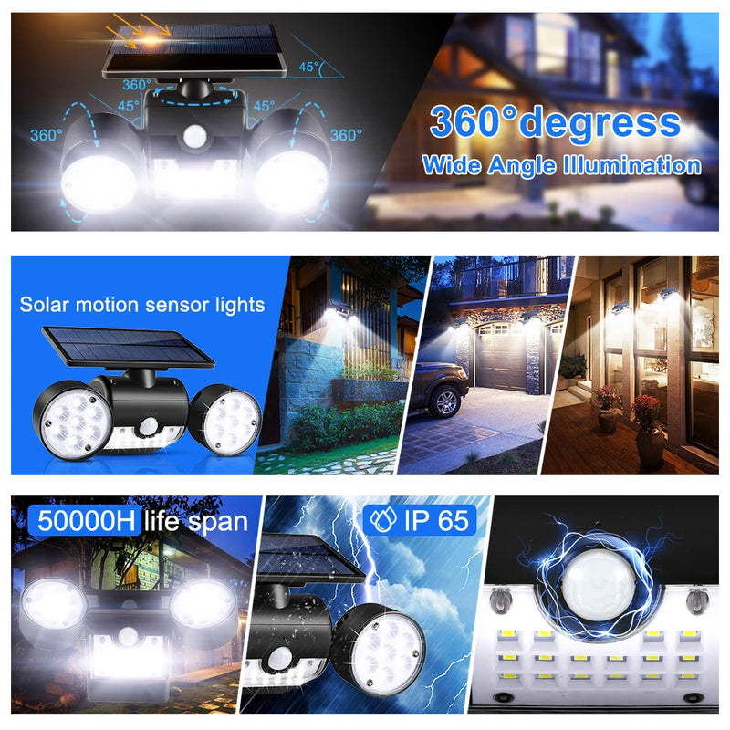 PIR Motion Sensor Solar Powered Waterproof White LED Lights_11