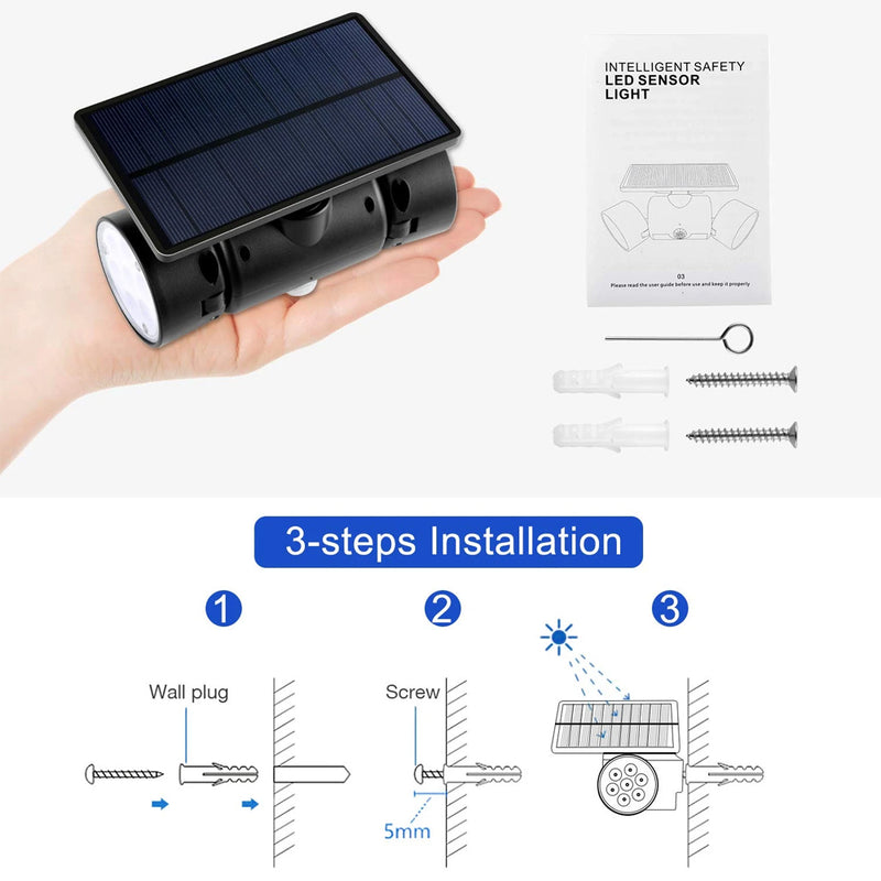 PIR Motion Sensor Solar Powered Waterproof White LED Lights_12