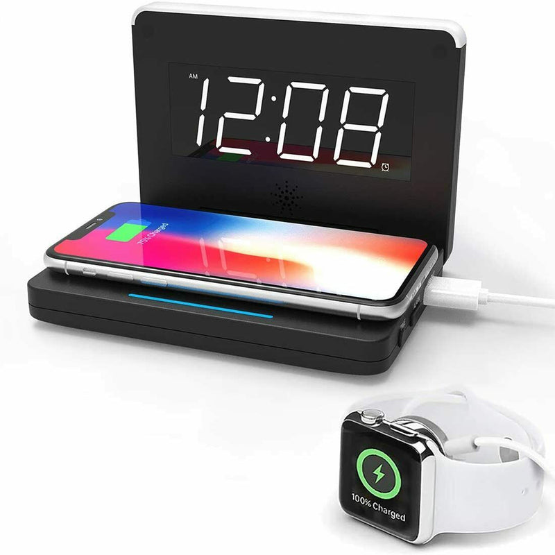 Bostin Life 2-in-1 Foldable Wireless Charger for QI Devices and Digital Clock