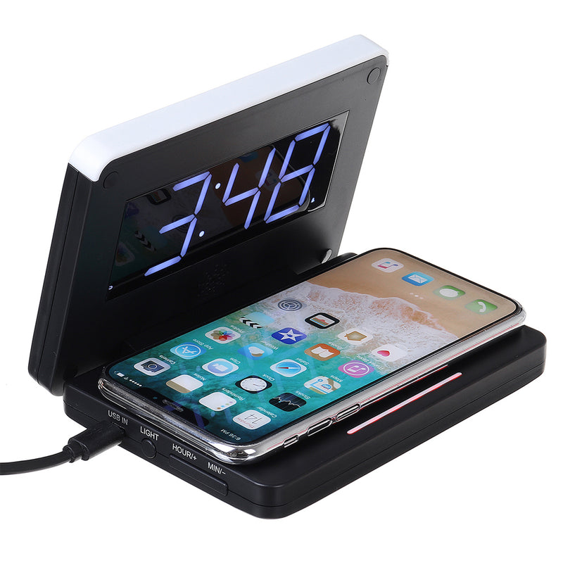 Bostin Life 2-in-1 Foldable Wireless Charger for QI Devices and Digital Clock