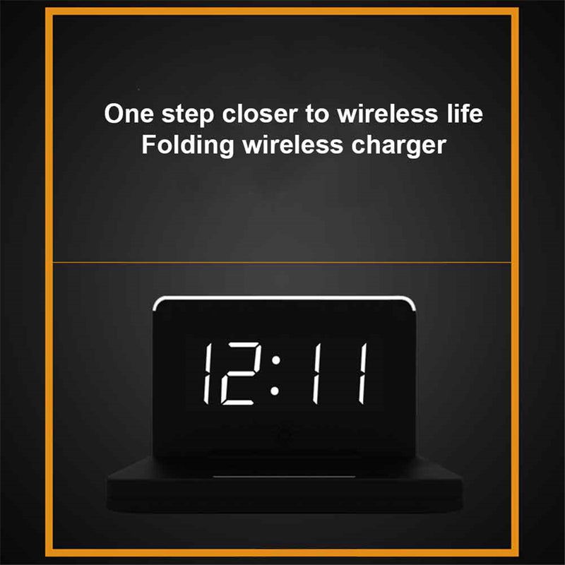 Bostin Life 2-in-1 Foldable Wireless Charger for QI Devices and Digital Clock