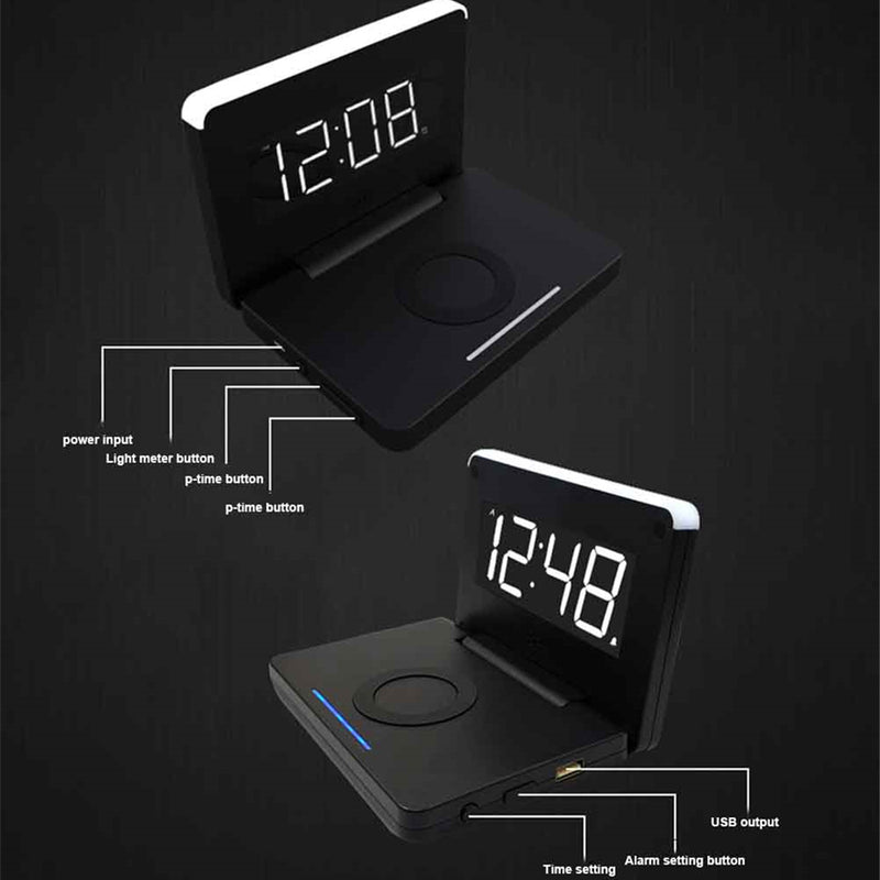 Bostin Life 2-in-1 Foldable Wireless Charger for QI Devices and Digital Clock