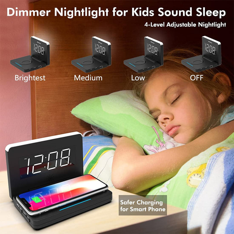 Bostin Life 2-in-1 Foldable Wireless Charger for QI Devices and Digital Clock