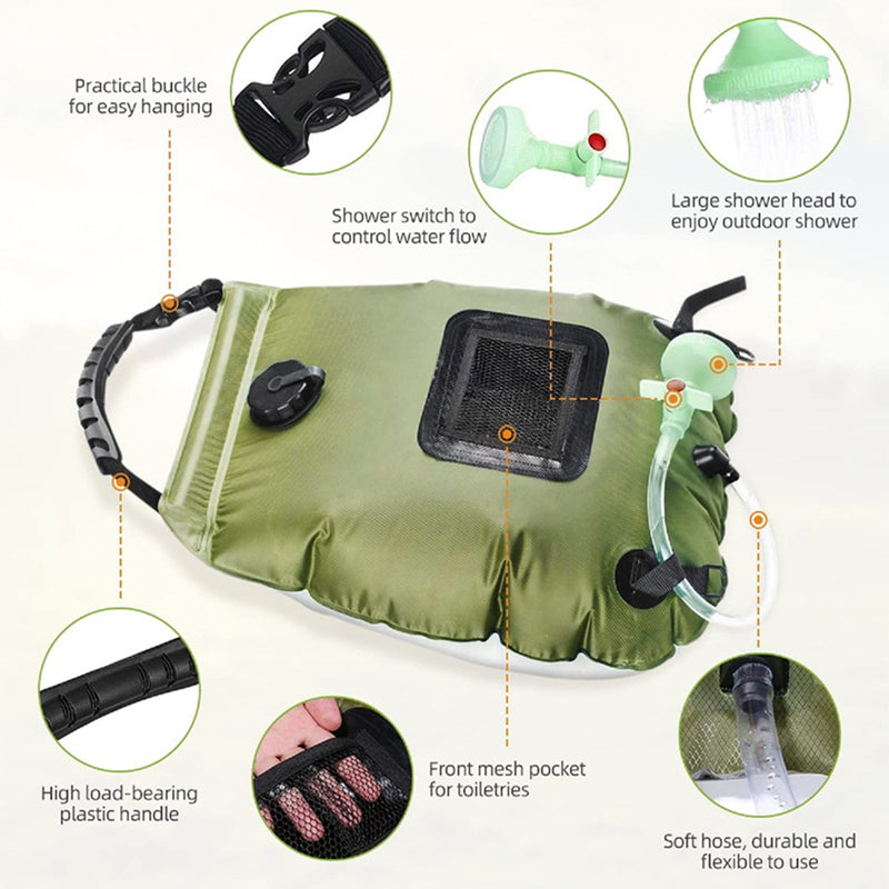 Bostin Life 20L Outdoor Camping Hiking Portable Water Storage Shower Bag