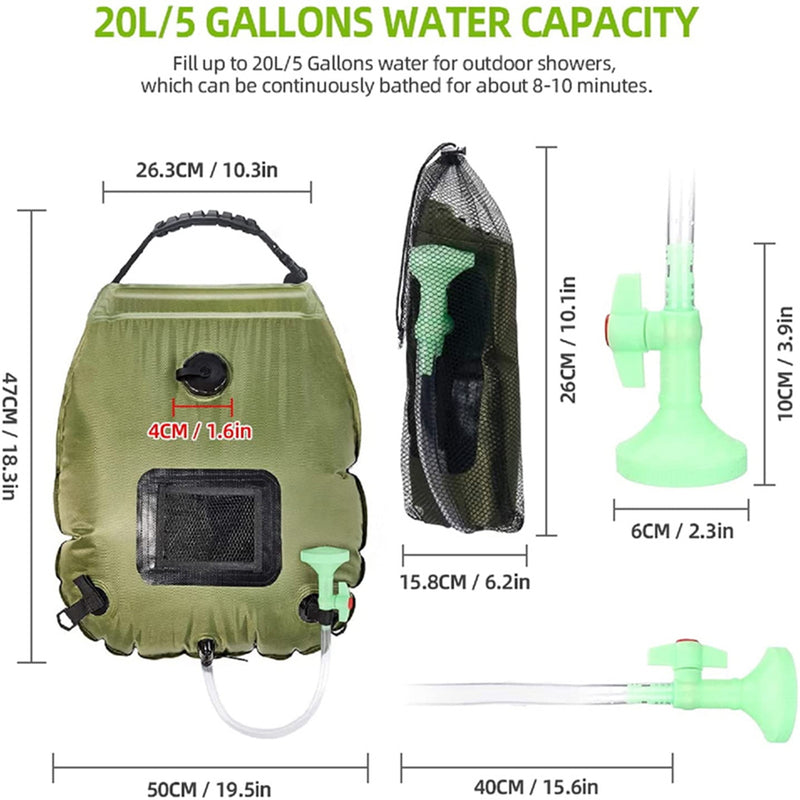 Bostin Life 20L Outdoor Camping Hiking Portable Water Storage Shower Bag