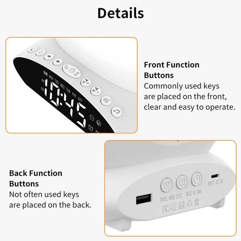 5-in-1 Multifunctional Digital Display Alarm Clock and LED Lamp (USB Power Supply)_14