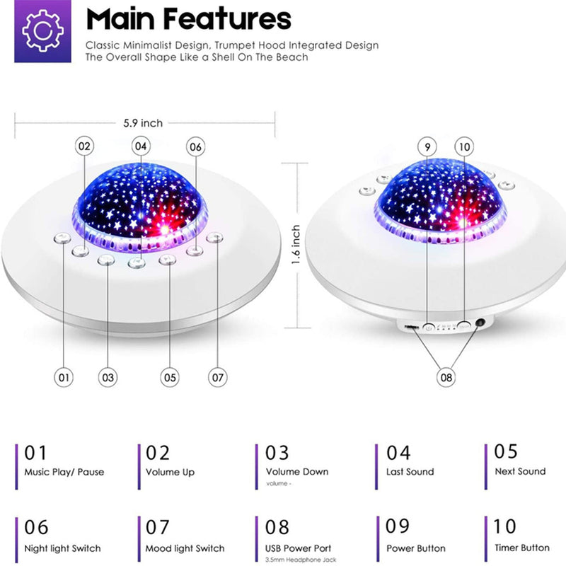 Multifunctional White Noise Machine with Star Projector Lamp_8