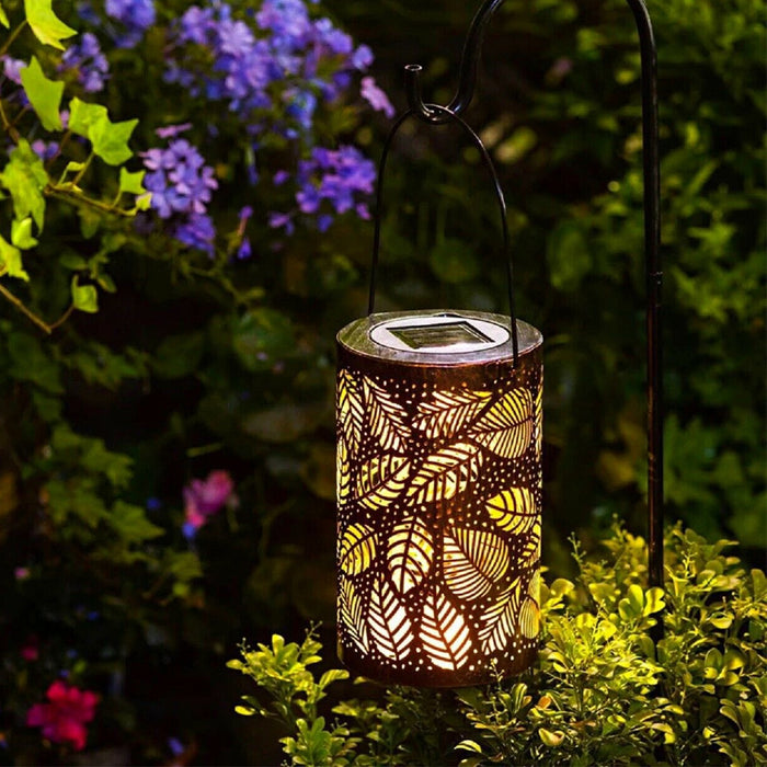 Outdoor Decorative Retro Leaf-Shadow Solar Powered Lantern_6