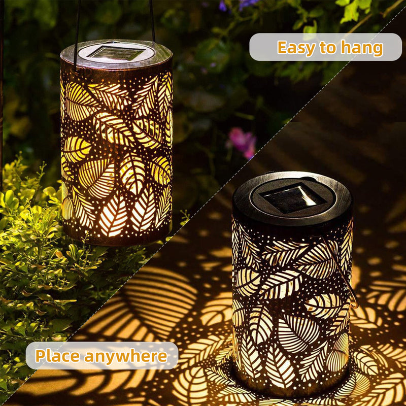 Outdoor Decorative Retro Leaf-Shadow Solar Powered Lantern_11