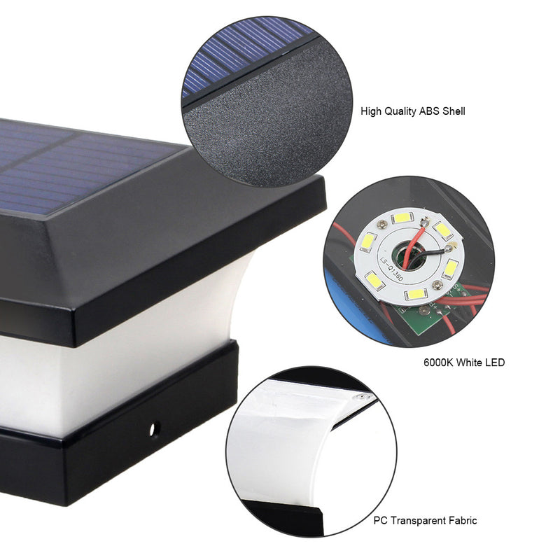 Solar Powered Outdoor Fence Gate Pillar Column Head Light_5