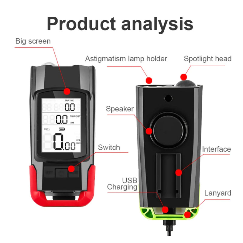 3-in-1 Bicycle Speedometer Rechargeable T6 LED Bike Light_22