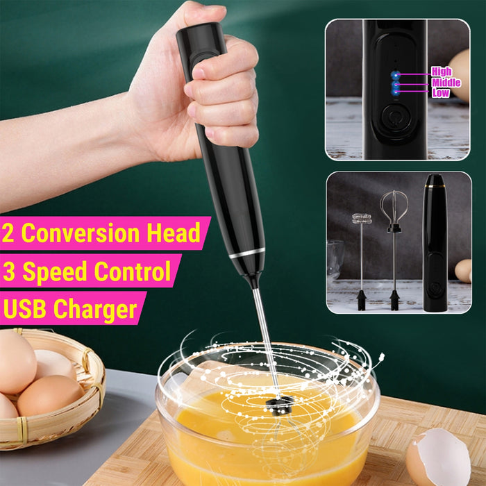USB Rechargeable Automatic Milk Frother and Egg Beater_3