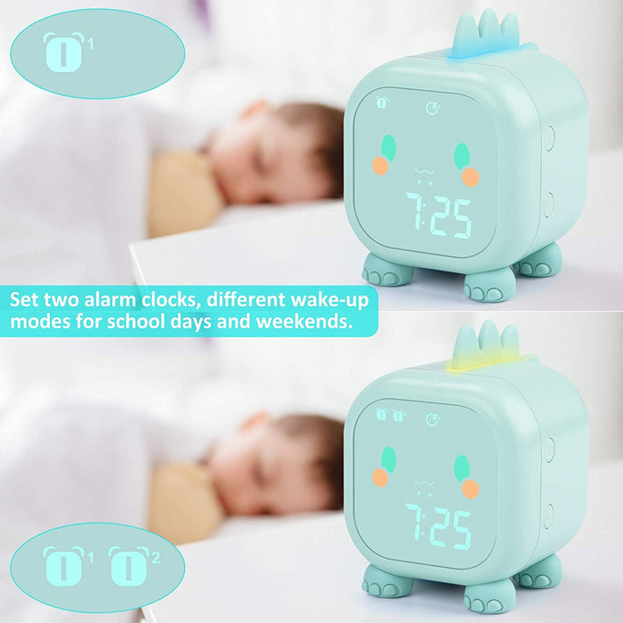 Sleep Training Digital Kid’s Dinosaur Rechargeable Alarm Clock_4