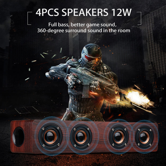 W8 Wooden Wireless Heavy Bass Speaker and Subwoofer Soundbar_2